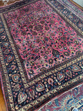 Mauve Pink Persian Mashaad Rug / 7’8 x 10’2 Antique Persian Rug #4003