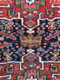 Square Small Navy Persian Tribal Heriz Rug / 3x3 Antique Heriz Rug #3451