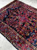 Small Navy Blue Floral Persian Rug #3709