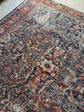 Large Worn Navy Blue Persian Rug / Distressed Antique 9’2 x 11’4 Mahal Rug #4208