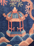 Antique Chinese Art Deco Round Rug, c. 1920s / 2x2 Rug #4599