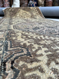Glowing Neutral Persian Tribal Runner Rug / 3’4 x 11’5 Vintage Geometric Wool Hallway Runner #4502