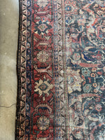 Large Worn Navy Blue Persian Rug / Distressed Antique 9’2 x 11’4 Mahal Rug #4208