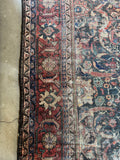 Large Worn Navy Blue Persian Rug / Distressed Antique 9’2 x 11’4 Mahal Rug #4208