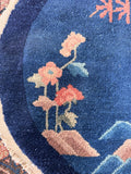 Antique Chinese Art Deco Round Rug, c. 1920s / 2x2 Rug #4599