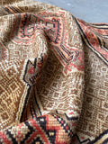 4x12 camel tan vintage Persian Serab runner rug, antique wool hallway runner.