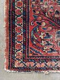 Antique Persian Lilihan mat featuring a detailed floral chain border and vegetable-dyed wool construction.