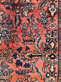 Vintage Persian Rug in coral pink with classic Dargazine floral design and naturally mellowed vegetable dyes.