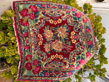 Decorative vintage Persian rug with floral patterns