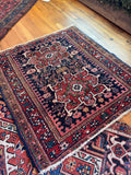 Square Small Navy Persian Tribal Heriz Rug / 3x3 Antique Heriz Rug #3451