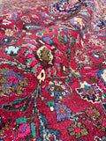 Antique Persian Botanical Fuchsia Rug / 10’5 x 13’11 Mashhad Rug #3846
