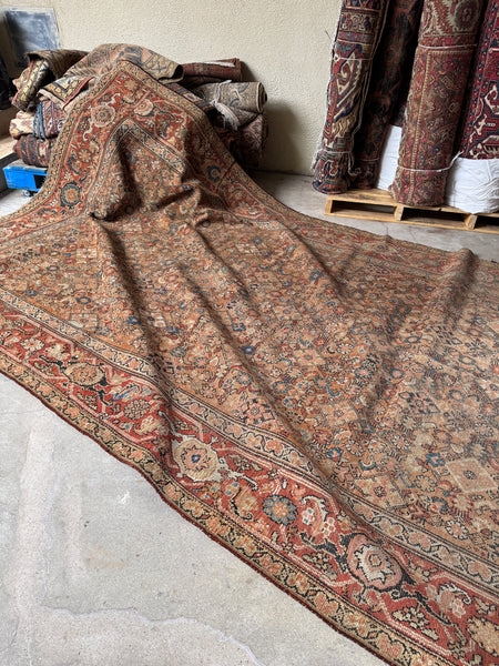 7x16 Antique Worn Persian Rug #3903