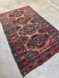 Coral Antique Tribal Persian Rug / 3'2 x 5’4 Rug #4420