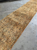 2'8 x 20'8 golden long narrow Persian runner with graceful floral movement and compact weave.