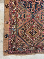 Small Worn Vintage Camel Hair Scatter Rug / 3’5 x 6’9 Persian Rug #4234ML