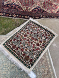 Small Vintage Persian Ivory Floral Rug / 2’4 x 3’1 Persian Scatter Rug #567ML
