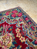 Tiny Square Vintage Persian Rug / 18” x 18” Floral Kerman #4369ML