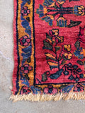 Handwoven 1920s Persian 2x2 mini rug showcasing soft wool pile texture.