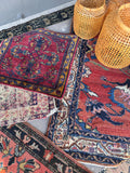 Antique Persian Square Rug Mat / 1'10 x 1'8 Scatter Rug #4623