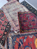 Antique Persian Square Rug Mat / 1'10 x 1'8 Scatter Rug #4623