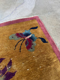2x4 Antique Chinese Art Deco Rug with Butterfly #4363