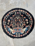 Round Antique Chinese Peking Rug Mat #4408