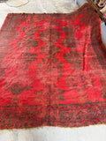 9x11 Worn Red Vintage Rug / Distressed Rug / Turkish Oushak Rug #JLH