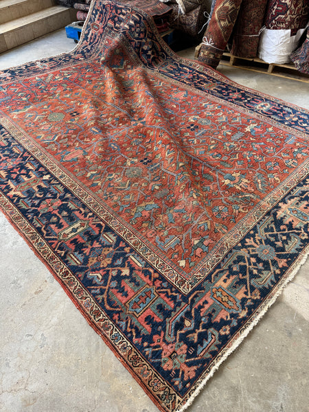 Antique Persian Heriz Rug / 8’9 x 11’4 Heriz Rug #3917