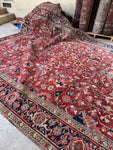 9x11 Floral Persian Heriz Rug / Antique Rug #4129
