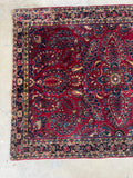Small Antique Persian Mohajeran Sarouk Rug / 3’6 x 4’8 Rug #4258ML