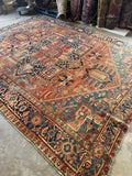 9x12 Antique Persian Heriz Rug #4110ML