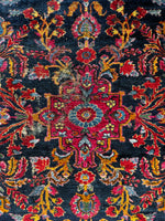 Small Navy Blue Floral Persian Rug #3709