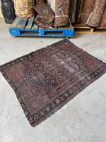 Small Antique Persian Rug / 3’5 x 4’6  Ferahan Rug #4201ML