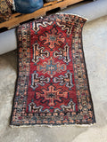 small tribal vintage persian scatter rug with full wool pile