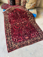 Rich Berry Persian Sarouk Rug / 3'4 x 5' Rug #4262ML