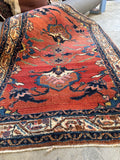 Small Vintage Persian Rug / 3'3 x 4'3 Antique Bidjar Rug #4404