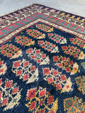 Small Antique Tribal Rug / 3'5 x 4'9 Antique Caucasian Rug #4355