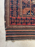 Small Nomadic Vintage Rug / 3' x 5'7 Persian Baluch Rug #4403