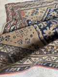 Small Neutral Square Antique Rug / 3’9 x 3’9 Caucasian Rug #4528