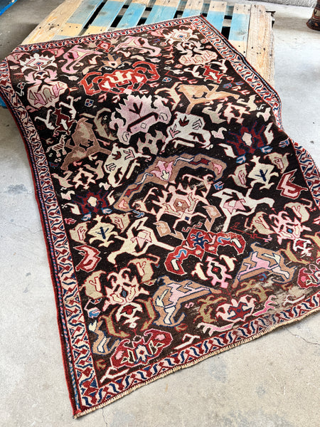 Antique Tribal Rug / 3’8 x 5’4 Caucasian Rug #4024