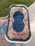 Small Blue Velvet Antique Chinese Art Deco Rug / 2'6 x 4'7 Rug #4469