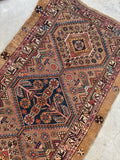 Small Worn Vintage Camel Hair Scatter Rug / 3’5 x 6’9 Persian Rug #4234ML