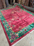 Art Deco Chinese Rug / 9x12 Large Vintage Rug #2702