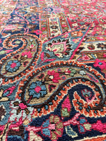 Antique Persian Botanical Fuchsia Rug / 10’5 x 13’11 Mashhad Rug #3846