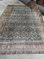 Large Worn Vintage Persian Rug / 7x10 Antique Tabriz Rug #4193