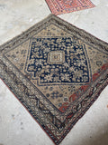 Small Neutral Square Antique Rug / 3’9 x 3’9 Caucasian Rug #4528