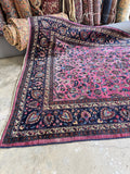 Mauve Pink Persian Mashaad Rug / 7’8 x 10’2 Antique Persian Rug #4003