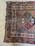 Worn Vintage Persian Rug / 4'1 x 5'5 Afshar Rug #4398ML