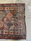 Worn Vintage Persian Rug / 4'1 x 5'5 Afshar Rug #4398ML