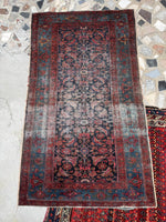 Worn Navy and French Blue Vintage Persian Rug / 3'7 x 6' Malayer Rug #4210